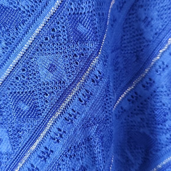 VITAMIN A | Summer Dress Beach Tunic V-neck Blue Gold Sz LARGE - Picture 4 of 5